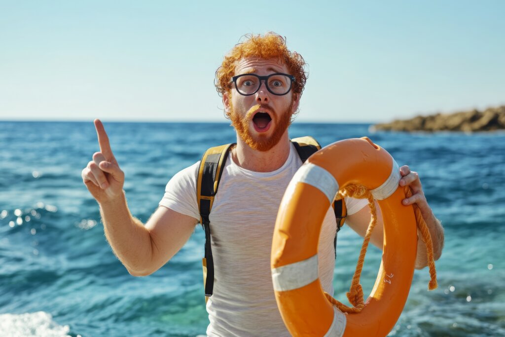 Urlauber mit Rettungsring