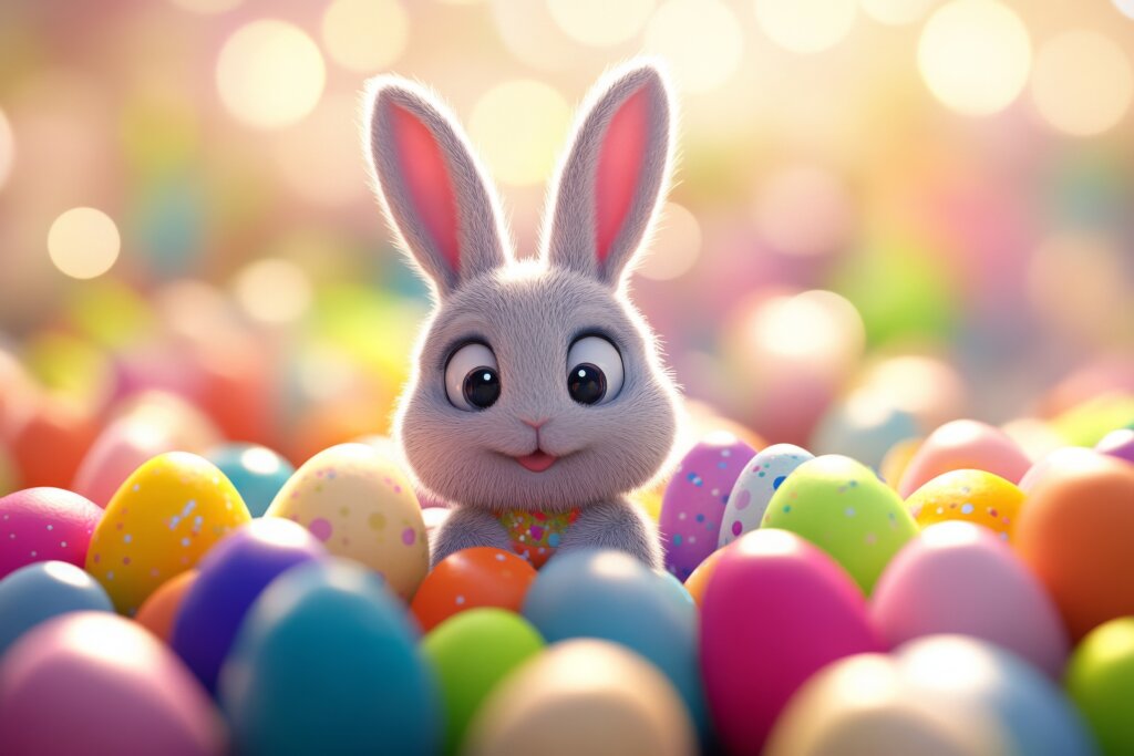 Osterhase und Ostereier Illustration
