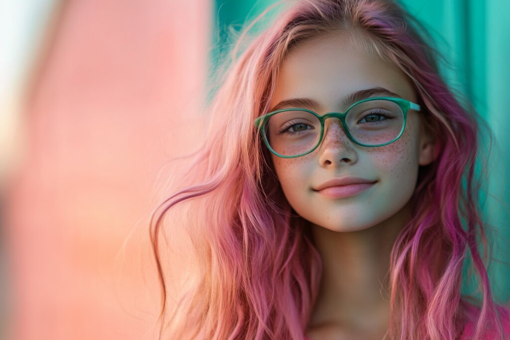 Mädchen mit pinken Haaren