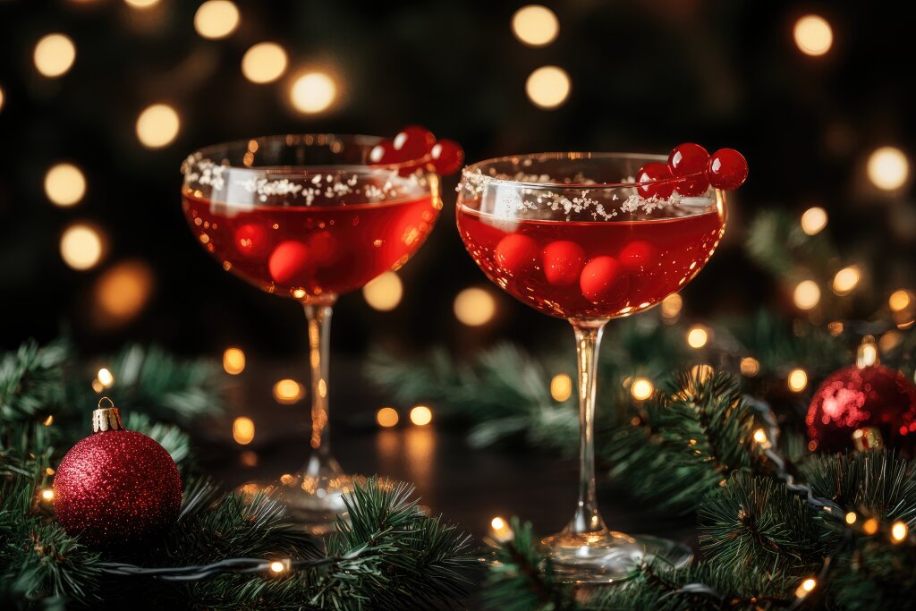 Cocktails im Weihnachtsdekor mit Bokeh