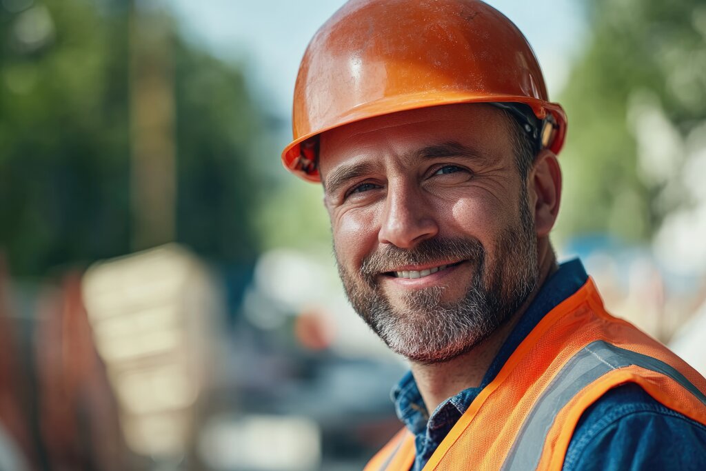 Bauarbeiter mit Helm