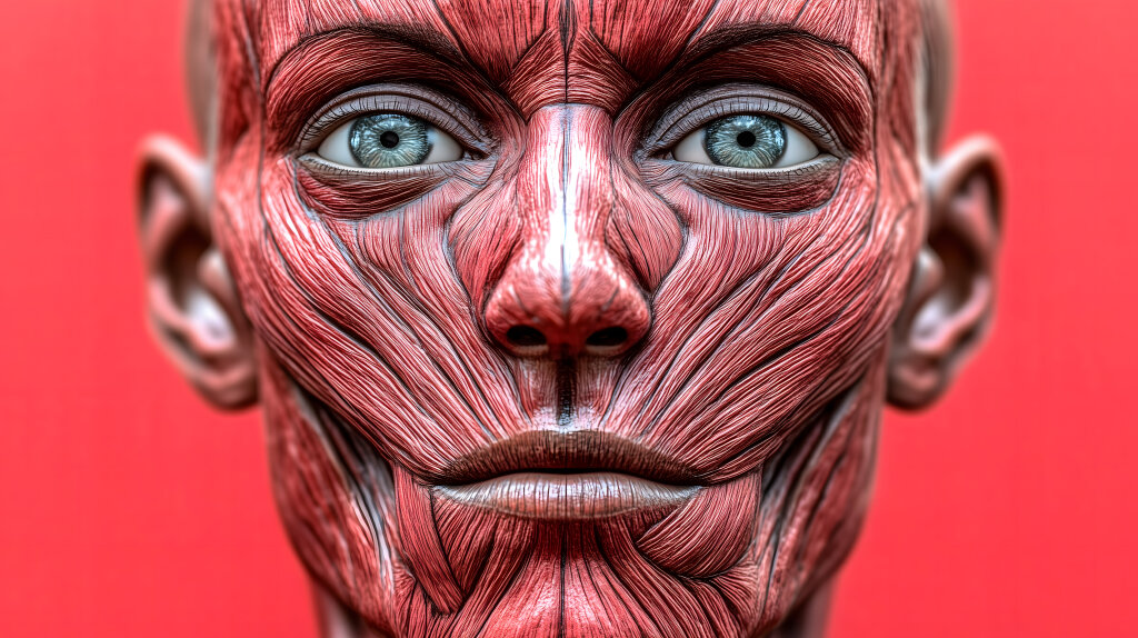 Anatomische Gesichtsmuskeln in Detailansicht