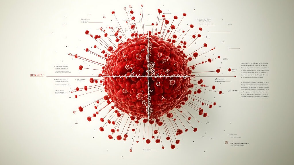 Detaillierte medizinische Illustration eines Virus als Infografik zur Darstellung von Infektionen
