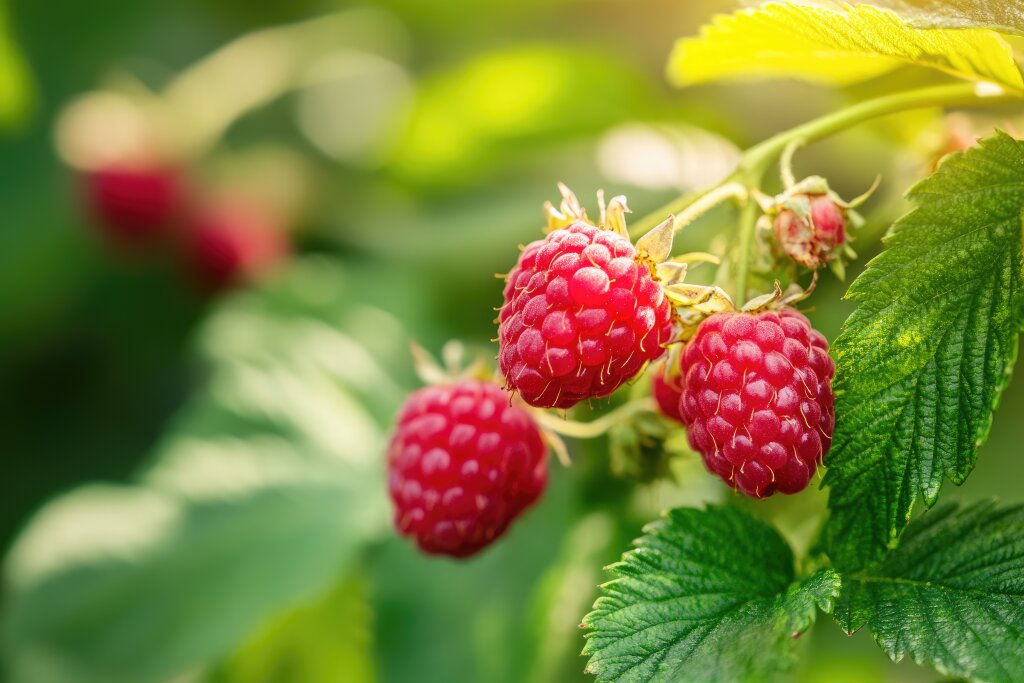 Himbeeren am Strauch