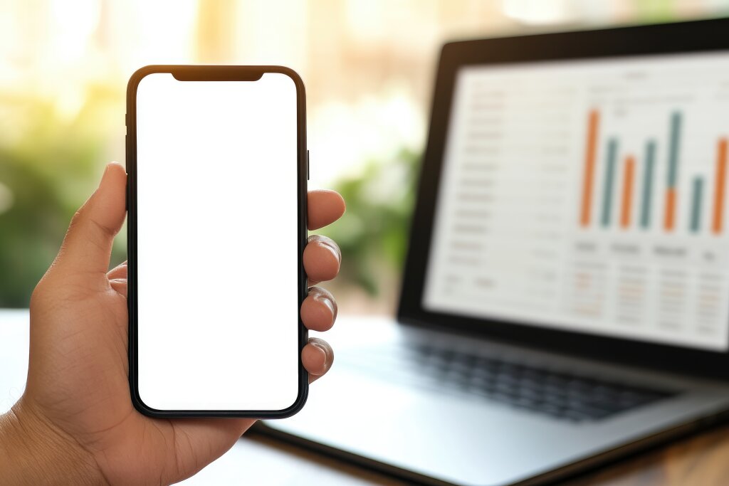 Präsentation von Smartphone und Laptop