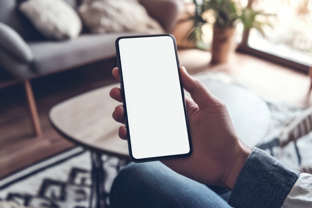 Mann hält Smartphone in der Hand