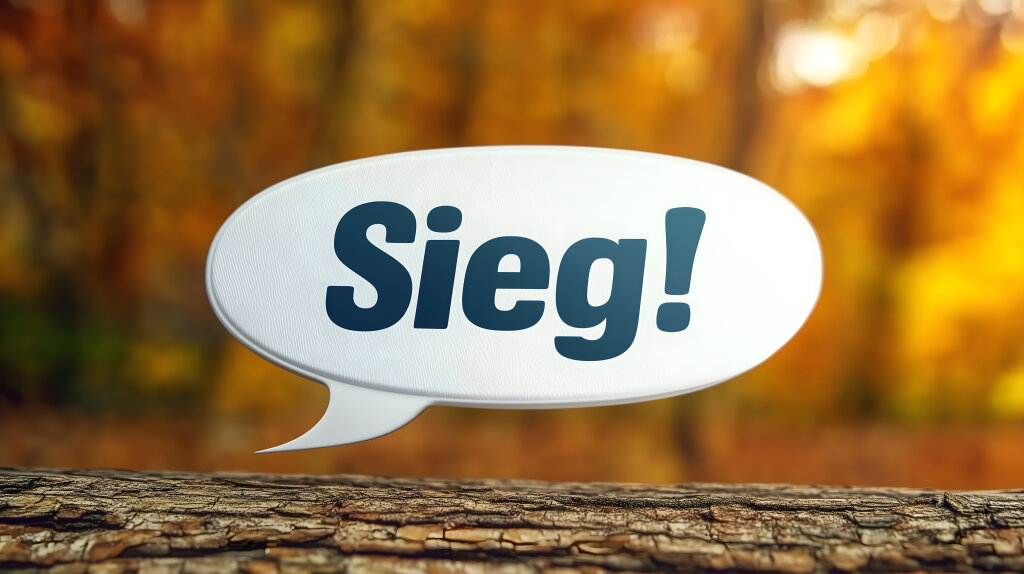 Sprechblase mit Wort Sieg