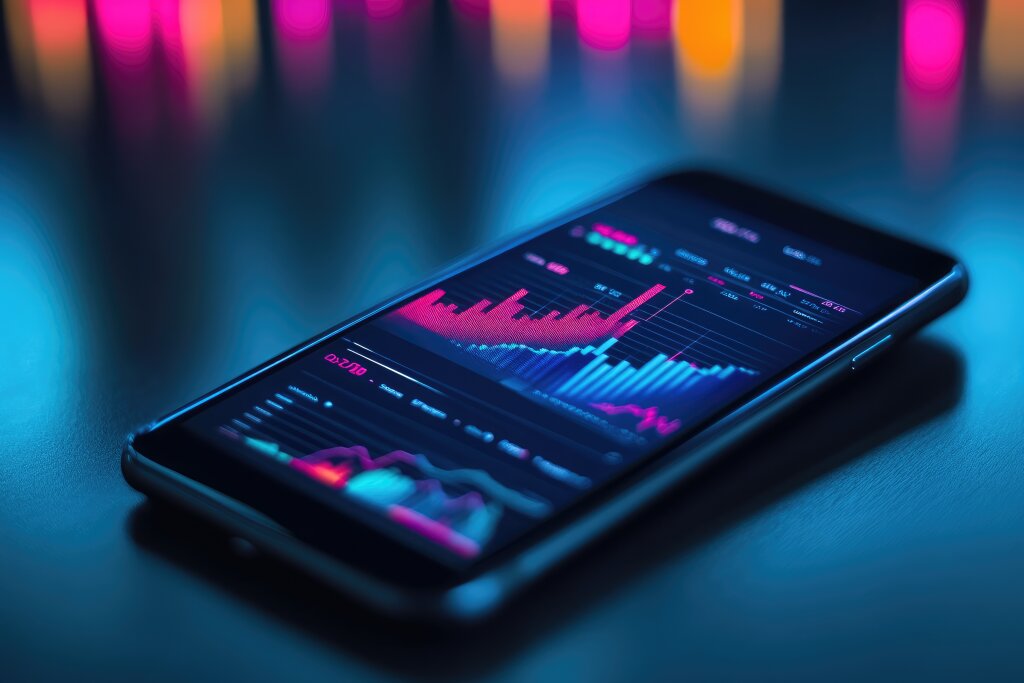 Smartphone-Display mit Börseninfos