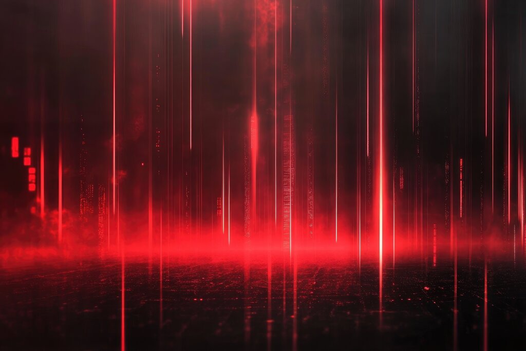 Abstrakte rote und schwarze Lichtstrahlen