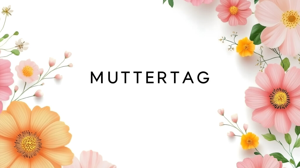 Muttertag Blumendekor mit bunten Frühlingsblumen