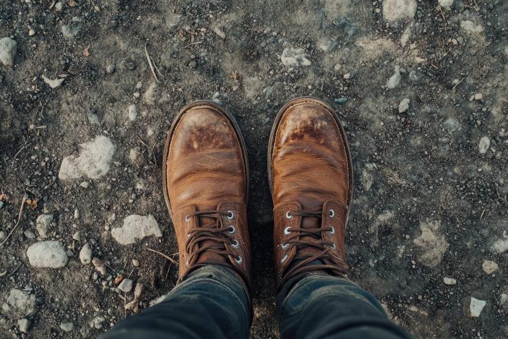 Getragene Lederschuhe