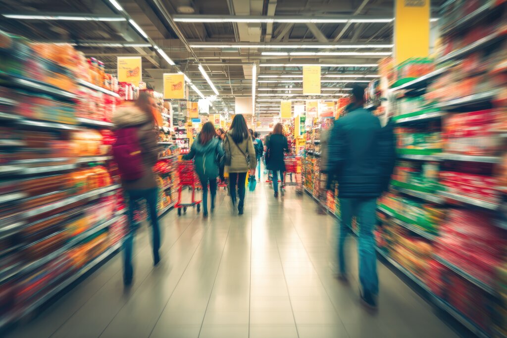 Menschen im Supermarkt