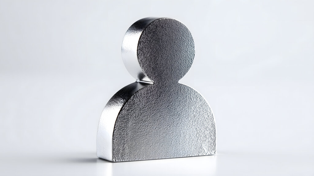 Metallisches Personen Symbol auf weißem Hintergrund