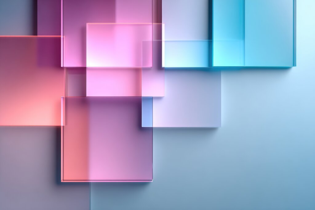 Abstrakter Hintergrund mit transparenten geometrischen Flächen in Pastellfarben