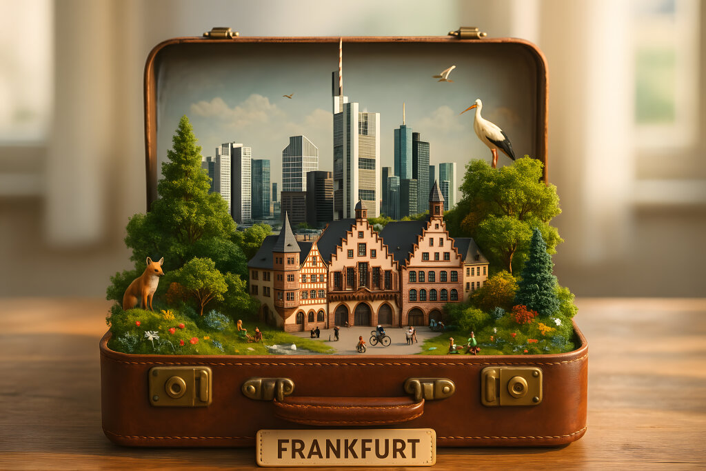 Miniatur Frankfurt mit Römer und Skyline im Reisekoffer