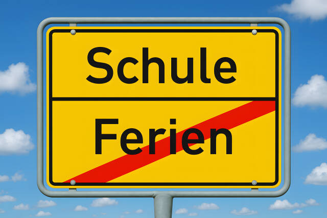 Ortsschild Schulbeginn nach Ferienende