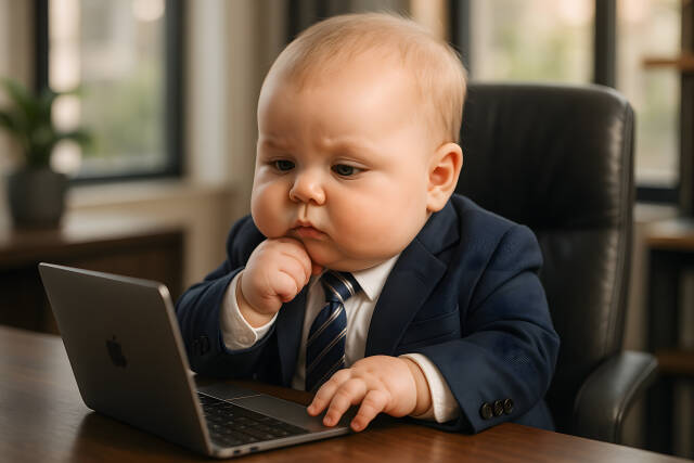 Baby als Geschäftsführer im Büro