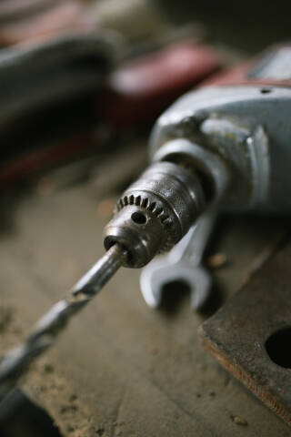 Close up of electric drill.