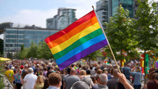 Regenbogenflagge beim CSD in Köln