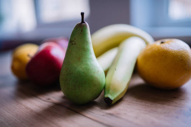 Green pear closeup.
