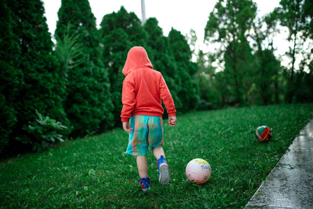 Soccer training in the backyard.