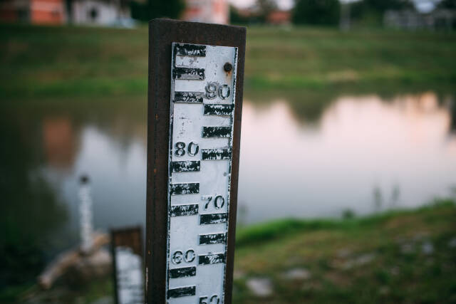 Water level gauge on the river.