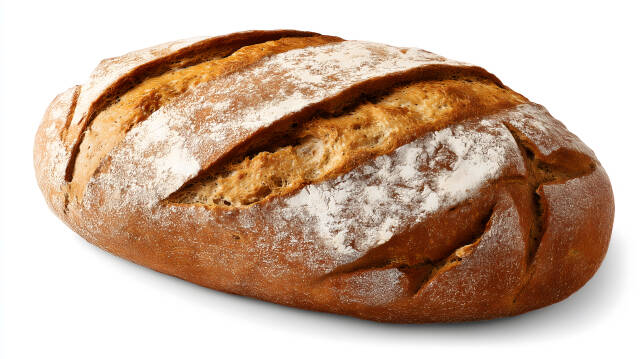 Frisches Mischbrot mit Roggen und Weizen auf weißem Hintergrund