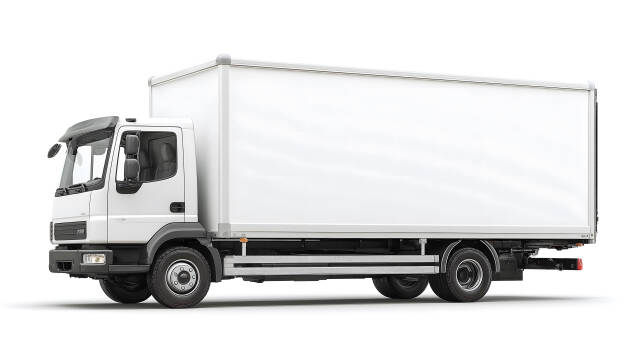 Weißer LKW isoliert auf weißem Hintergrund