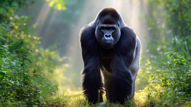 Silberrücken Gorilla majestätisch im Dschungel unterwegs