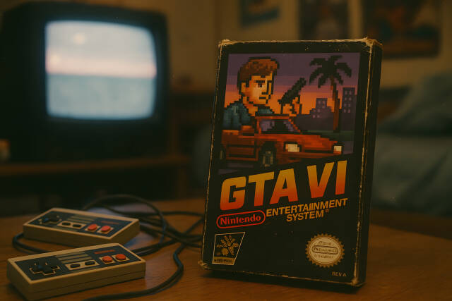 Retro Spielverpackung GTA VI als Nintendo Edition