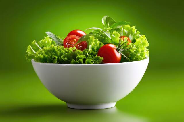Frischer grüner Salat in weißer Schüssel
