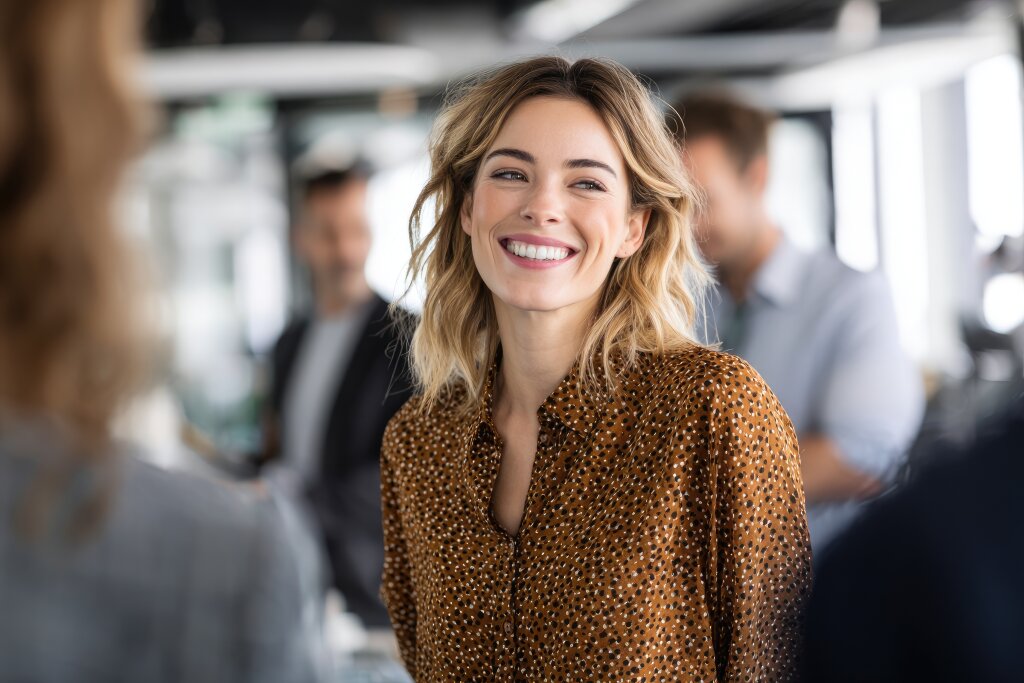 Lächelnde Frau im Büro