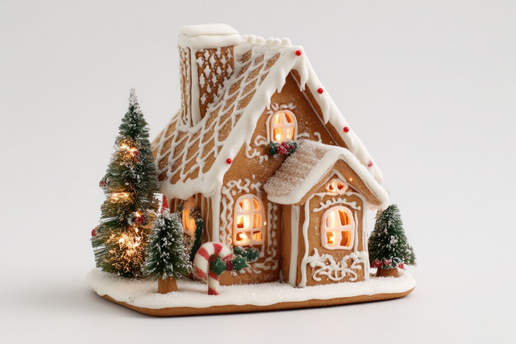 Lebkuchenhaus mit Lichtern