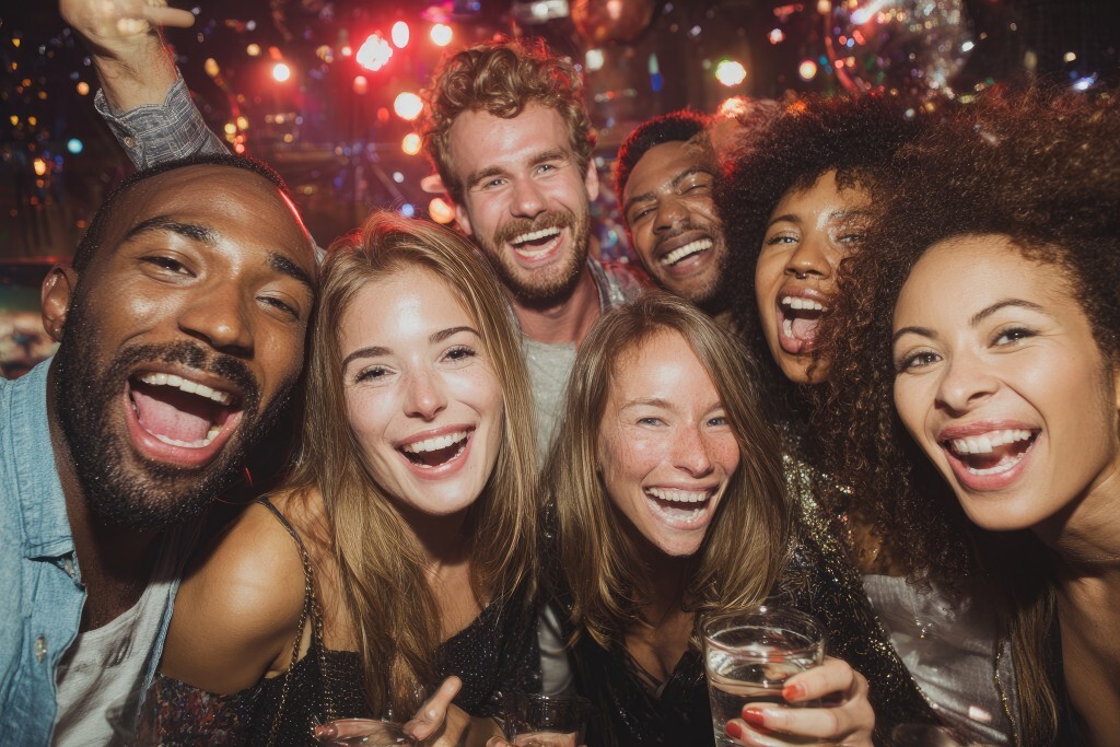 Selfie von Freunden auf einer Party