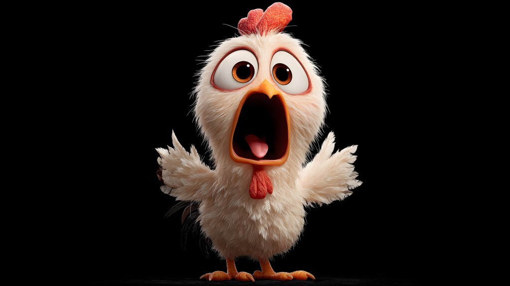 Cartoon Huhn schreiend schwarzer Hintergrund