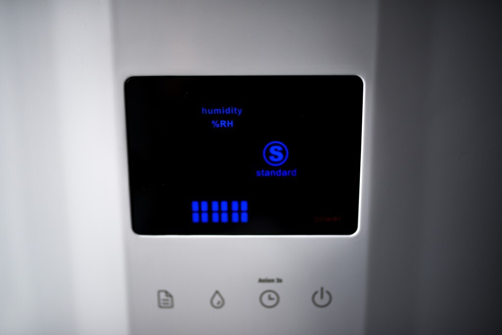 A black digital display