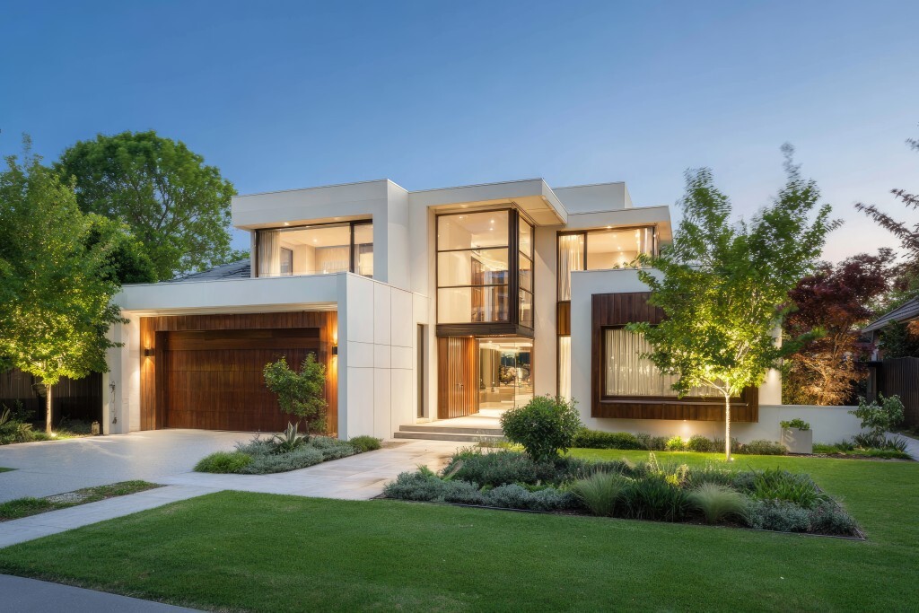 Moderne Architektur am Abend