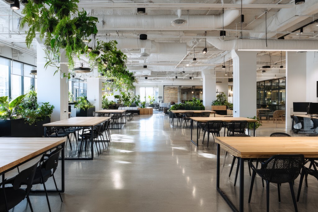 Moderne Büroumgebung mit Pflanzen