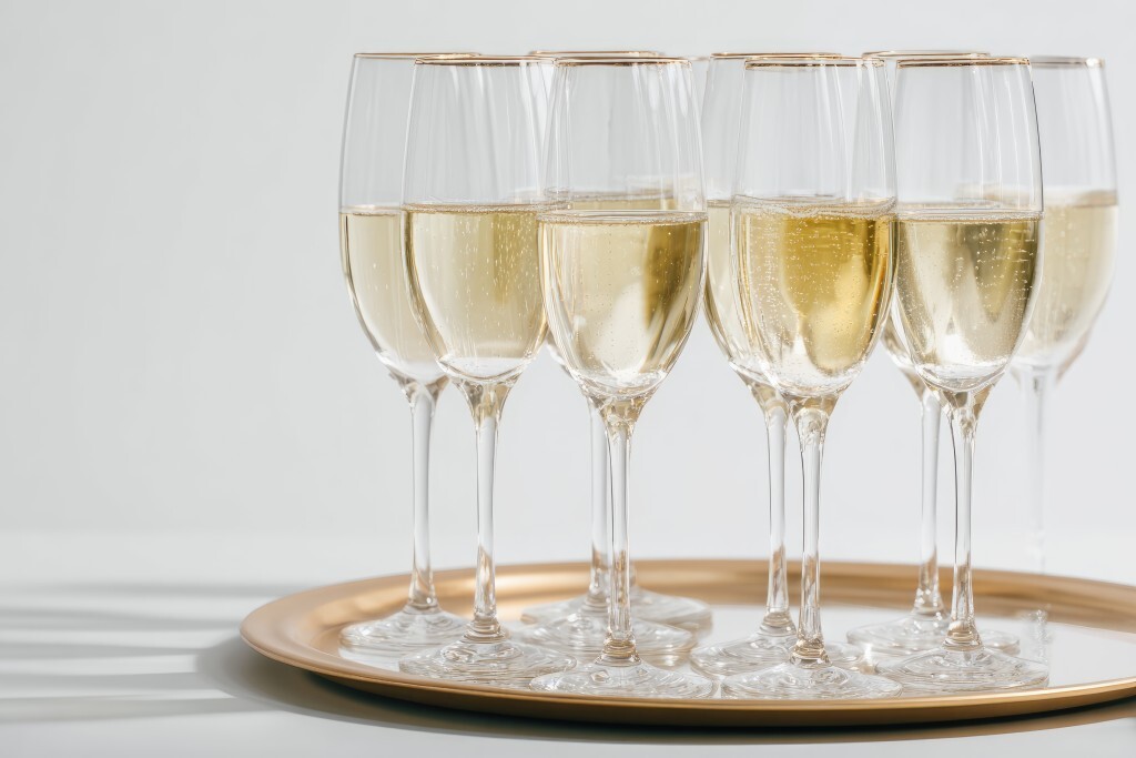 Sektgläser auf einem Tablett