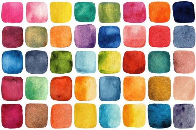 Bunte Aquarellfarben Muster auf Pallette