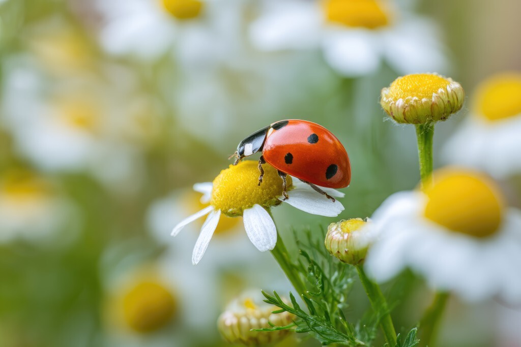 Marienkäfer auf Gänseblümchen