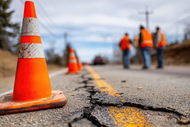 Baustelle mit Warnkegeln