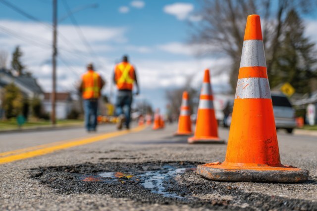 Baustelle mit Warnkegeln