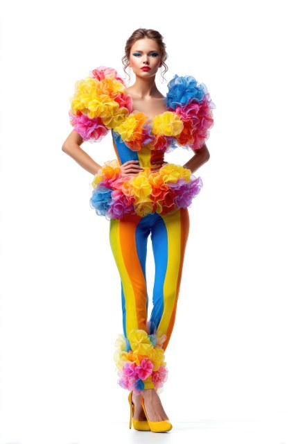 Bunte Mode mit Rüschen