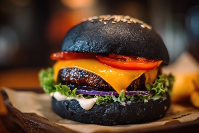 Schwarzer Burger mit Käse