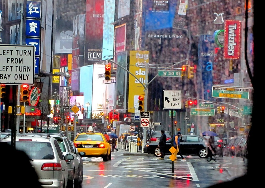 Regnerischer Tag am Times Square