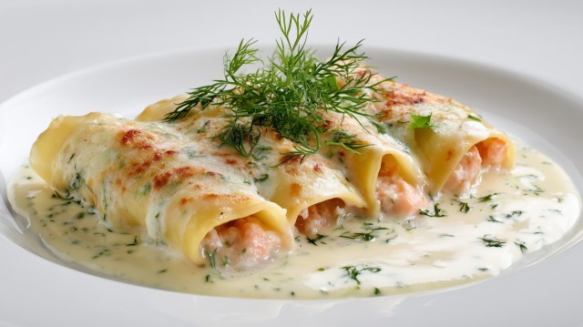 Lachs Cannelloni mit Dillsauce