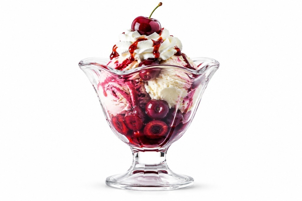 Leckeres Kirsch-Eisbecher Dessert