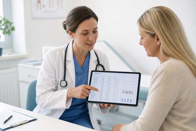 Ärztliche Beratung mit Tablet