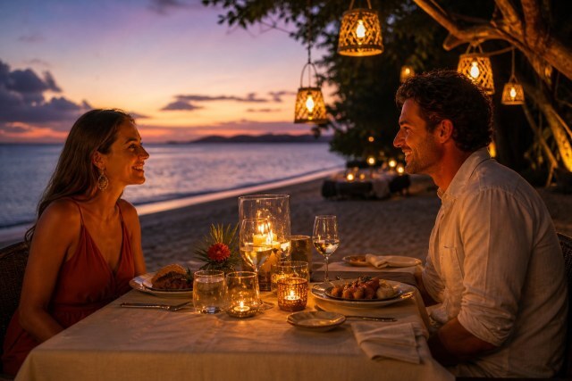 Romantisches Abendessen am Strand